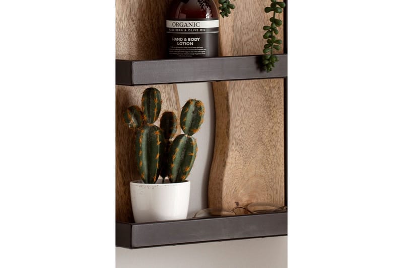 Vägghylla Wohnling Träkant Solid Trä Metallram med 4 Hyllor Industriell - Förvaring - Hylla - Vägghylla