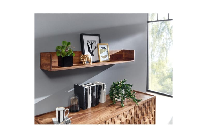 Vägghylla Wohnling Vägghylla i massivt trä, väggmonterad, 120 cm, lantlig stil - Möbler - Tv möbel & mediamöbel - TV hylla