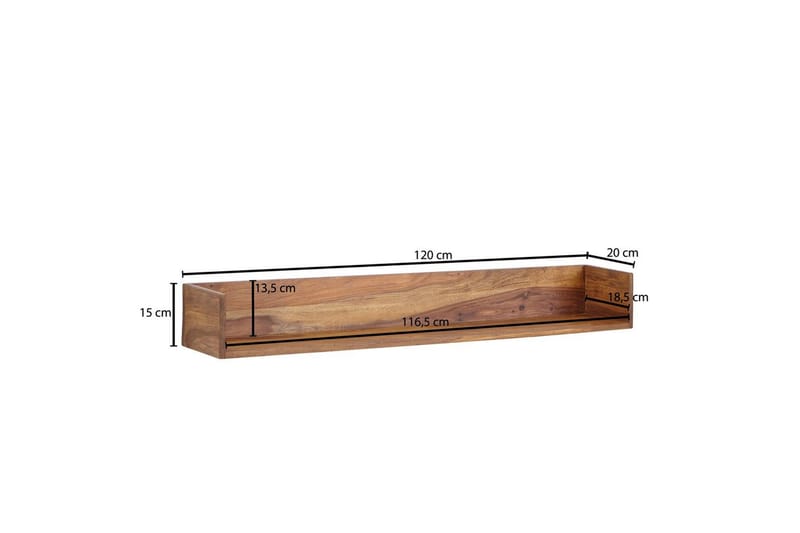 Vägghylla Wohnling Vägghylla i massivt trä, väggmonterad, 120 cm, lantlig stil - Möbler - Tv möbel & mediamöbel - TV hylla