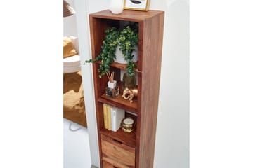Vägghylla Wohnling Vägghylla i massivt trä, väggmonterad, 2 lådor, 150 cm, lantlig stil - Förvaring - Hylla - Vägghylla