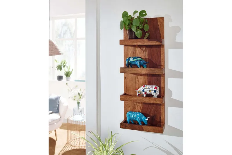Vägghylla Wohnling Vägghylla i massivt trä, väggmonterad, 30X80 cm, lantlig stil - Förvaring - Hylla - Vägghylla
