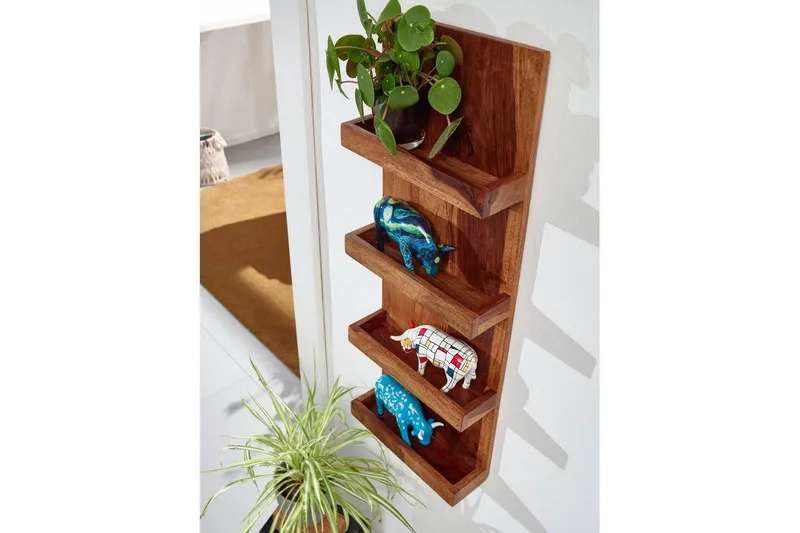 Vägghylla Wohnling Vägghylla i massivt trä, väggmonterad, 30X80 cm, lantlig stil - Förvaring - Hylla - Vägghylla