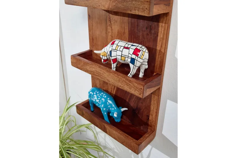 Vägghylla Wohnling Vägghylla i massivt trä, väggmonterad, 30X80 cm, lantlig stil - Förvaring - Hylla - Vägghylla