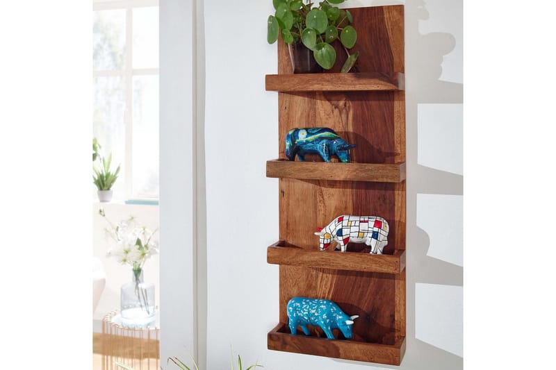 Vägghylla Wohnling Vägghylla i massivt trä, väggmonterad, 30X80 cm, lantlig stil - Möbler - Tv möbel & mediamöbel - TV hylla