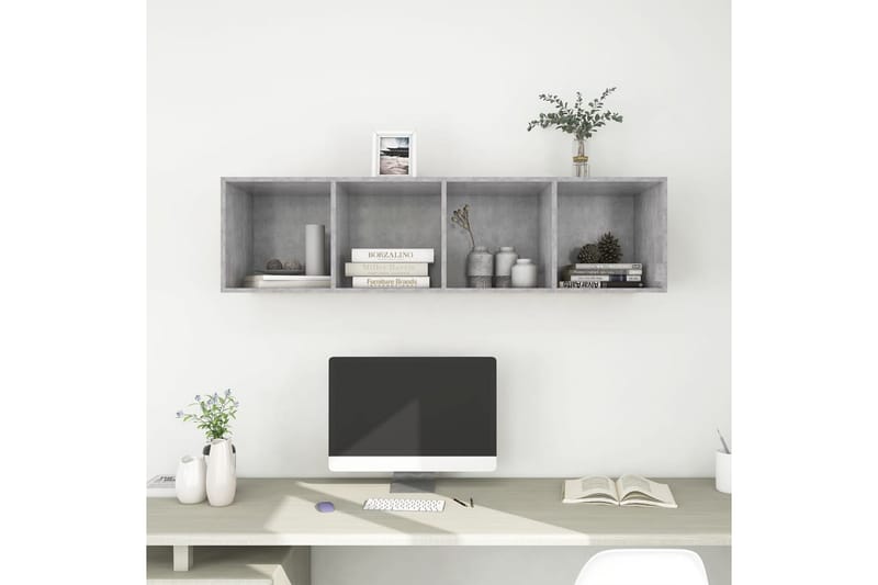 Väggmonterat tv-skåp betonggrå 37x37x142,5 cm spånskiva - Grå - Möbler - Tv möbel & mediamöbel - TV bänk & mediabänk