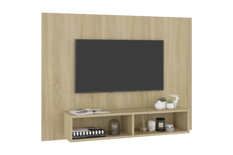 Väggmonterat tv-skåp sonoma-ek 120x23,5x90 cm spånskiva - Brun - Möbler - Tv möbel & mediamöbel - TV skåp