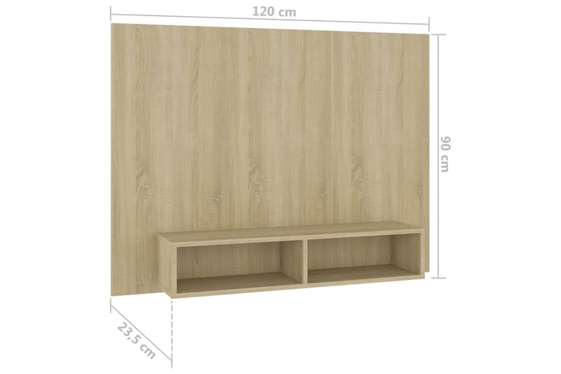 Väggmonterat tv-skåp sonoma-ek 120x23,5x90 cm spånskiva - Brun - Möbler - Tv möbel & mediamöbel - TV skåp