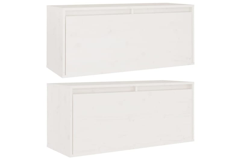 Väggskåp 2 st vit 80x30x35 cm massiv furu - Vit - Möbler - Tv möbel & mediamöbel - TV bänk & mediabänk