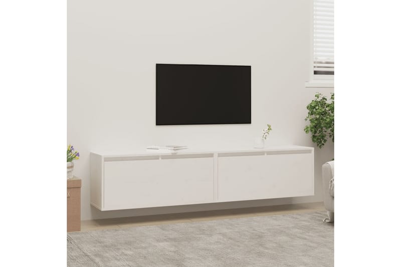 Väggskåp 2 st vit 80x30x35 cm massiv furu - Vit - Möbler - Tv möbel & mediamöbel - TV bänk & mediabänk