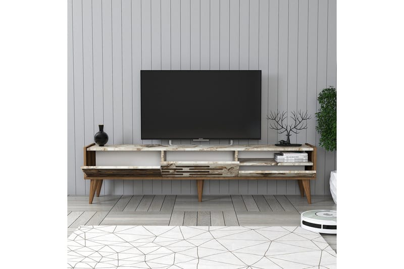 Valensiya Tv-bänk 180 cm - Valnöt/Vit - Möbler - Tv möbel & mediamöbel - TV bänk & mediabänk