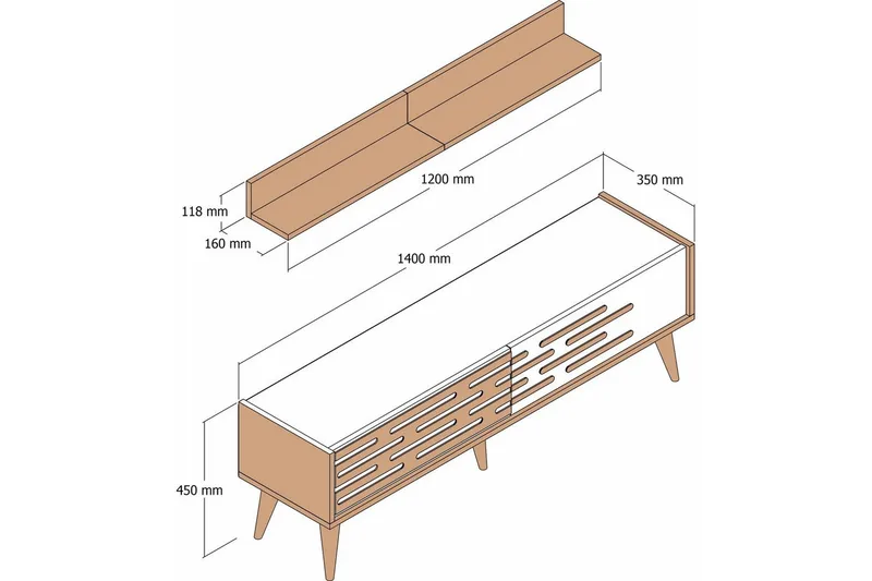 Valensiya Tv-möbelset 140x45 cm - Valnöt/Antracit - Möbler - Tv möbel & mediamöbel - TV-möbelset