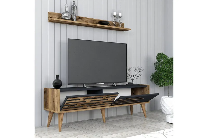 Valensiya Tv-möbelset 140x45 cm - Valnöt/Antracit - Möbler - Tv möbel & mediamöbel - TV-möbelset