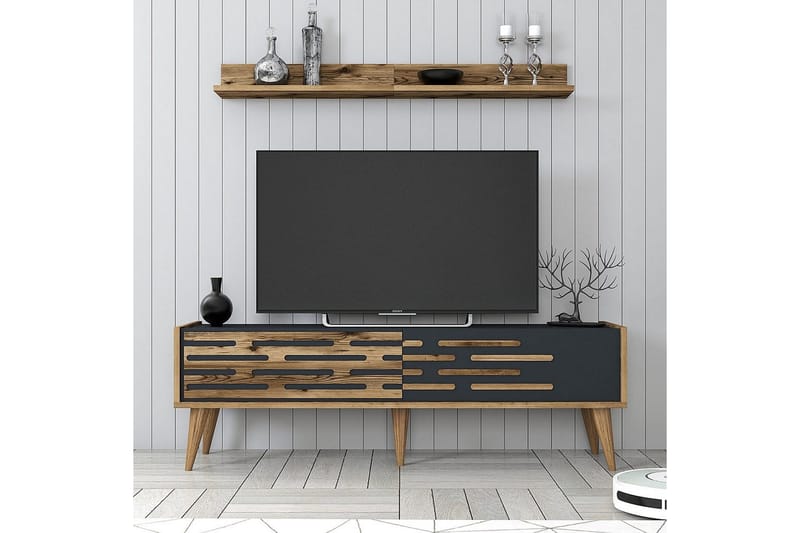 Valensiya Tv-möbelset 140x45 cm - Valnöt/Antracit - Möbler - Tv möbel & mediamöbel - TV-möbelset