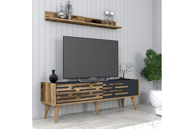 Valensiya Tv-möbelset 140x45 cm - Valnöt/Antracit - Möbler - Tv möbel & mediamöbel - TV-möbelset