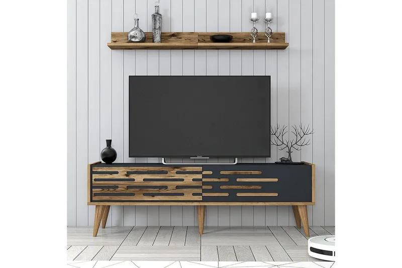 Valensiya Tv-möbelset 140x45 cm - Valnöt/Antracit - Möbler - Tv möbel & mediamöbel - TV-möbelset