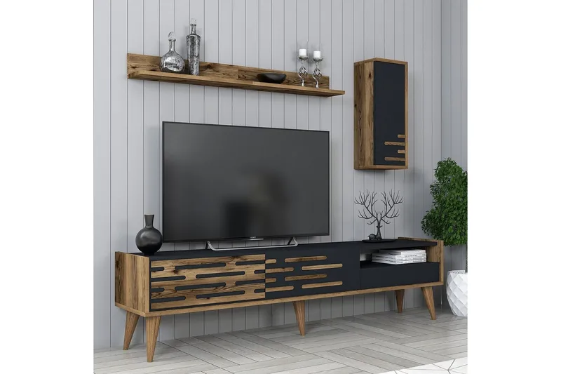 Valensiya Tv-skåp 180 cm - Valnöt/Antracit - Möbler - Tv möbel & mediamöbel - TV skåp