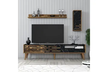 Valensiya Tv-skåp 180 cm - Valnöt/Svart/Marmor - Möbler - Tv möbel & mediamöbel - TV-möbelset