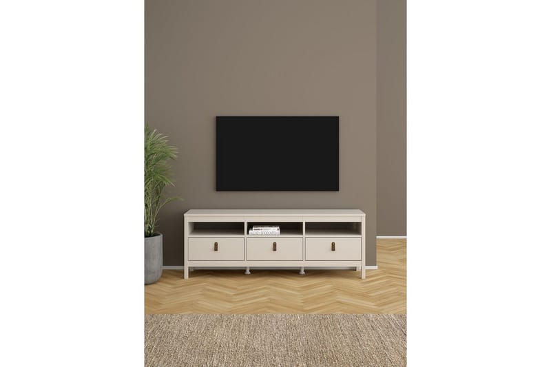 Vallvidera Golvstående Tv Bänk 151 cm med Förvaring i Ljust Trä - Beige - Möbler - Tv möbel & mediamöbel - TV bänk & mediabänk