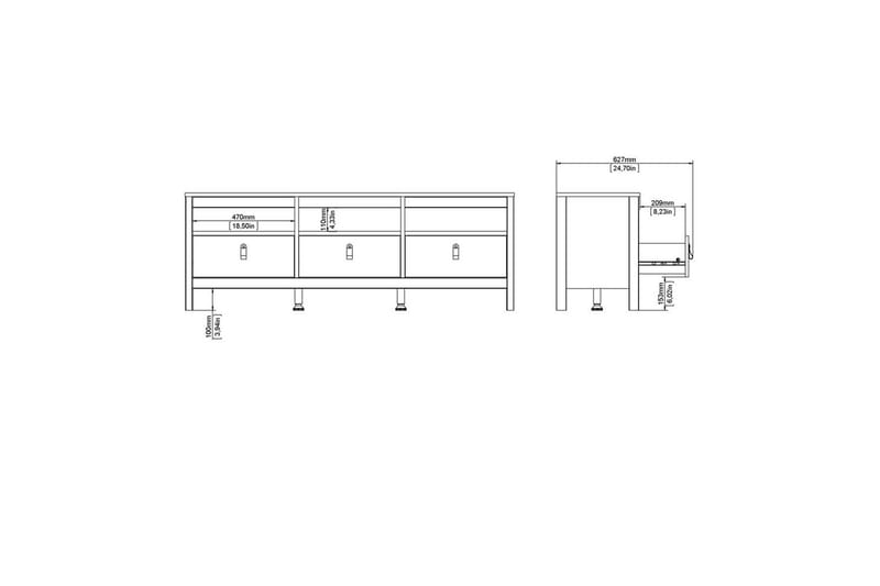 Vallvidera Tv-bänk 151,4 cm - Svart - Möbler - Tv möbel & mediamöbel - TV bänk & mediabänk