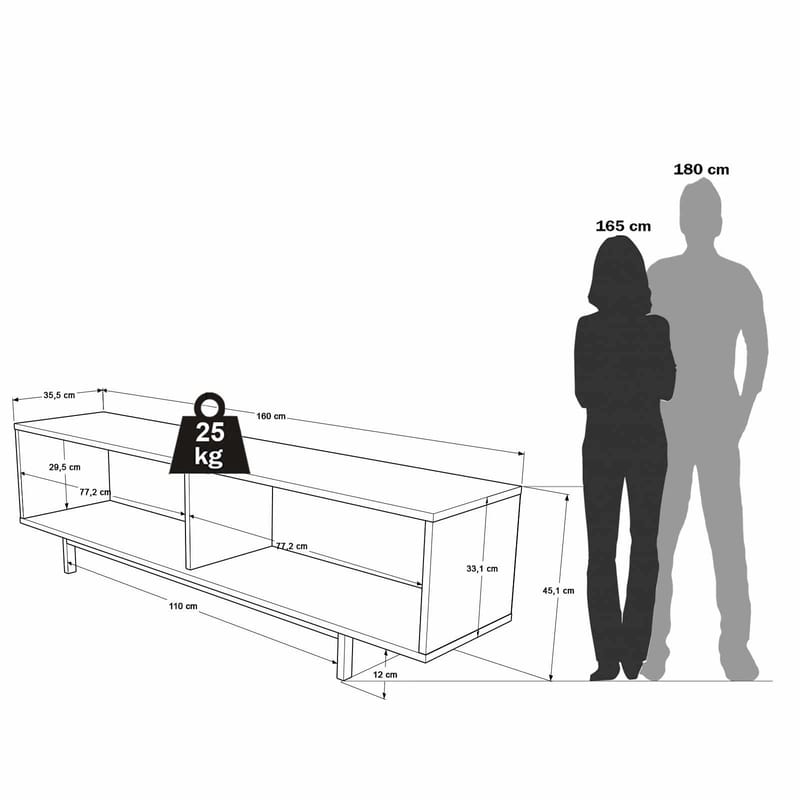 Valren TV-bänk 160x45,1x35,5 cm - Naturlig och vit - Möbler - Tv möbel & mediamöbel - TV bänk & mediabänk