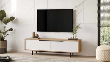 Valren TV-bänk 160x45,1x35,5 cm - Naturlig och vit - Möbler - Tv möbel & mediamöbel - TV bänk & mediabänk