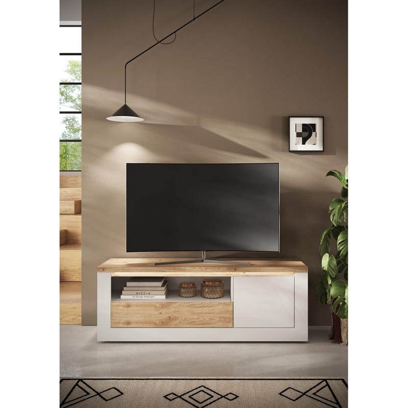 Vandesar Tv-Bänk 160 cm - Natur/Vit - Möbler - Tv möbel & mediamöbel - TV bänk & mediabänk