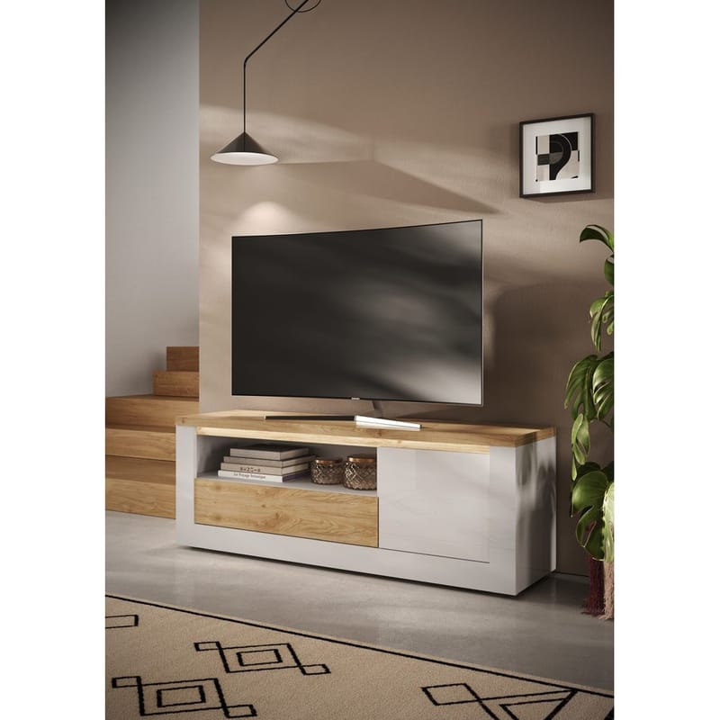 Vandesar Tv-Bänk 160 cm - Natur/Vit - Möbler - Tv möbel & mediamöbel - TV bänk & mediabänk