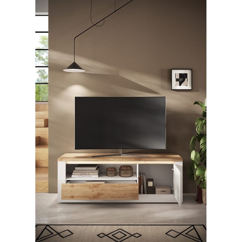 Vandesar Tv-Bänk 160 cm - Natur/Vit - Möbler - Tv möbel & mediamöbel - TV bänk & mediabänk