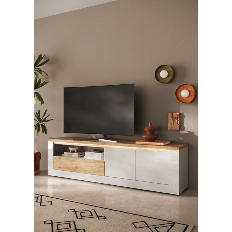 Vandesar Tv-Bänk 207 cm - Natur/Vit - Möbler - Tv möbel & mediamöbel - TV bänk & mediabänk