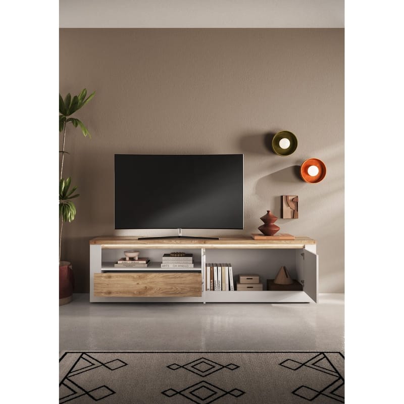 Vandesar Tv-Bänk 207 cm - Natur/Vit - Möbler - Tv möbel & mediamöbel - TV bänk & mediabänk
