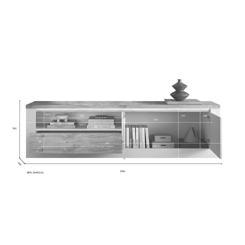 Vandesar Tv-Bänk 207 cm - Natur/Vit - Möbler - Tv möbel & mediamöbel - TV bänk & mediabänk