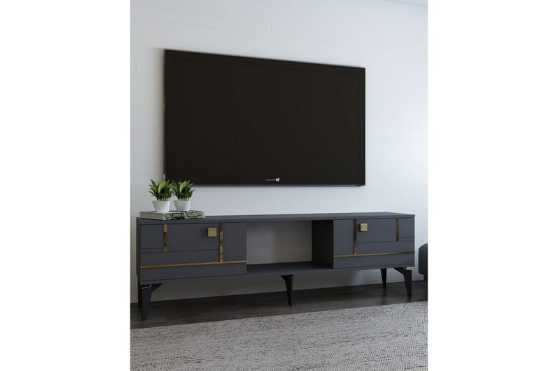 Varno Tv-bänk 150 cm - Antracit/Guld - Möbler - Tv möbel & mediamöbel - TV bänk & mediabänk