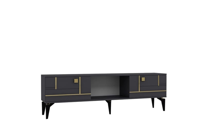 Varno Tv-bänk 150 cm - Antracit/Guld - Möbler - Tv möbel & mediamöbel - TV bänk & mediabänk