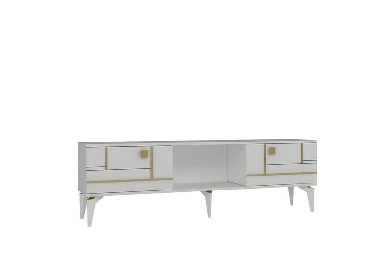 Varno Tv-bänk 150 cm - Vit/Guld - Möbler - Tv möbel & mediamöbel - TV bänk & mediabänk