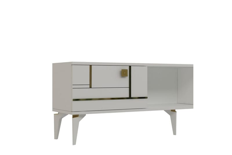 Varno Tv-bänk 150 cm - Vit/Guld - Möbler - Tv möbel & mediamöbel - TV bänk & mediabänk