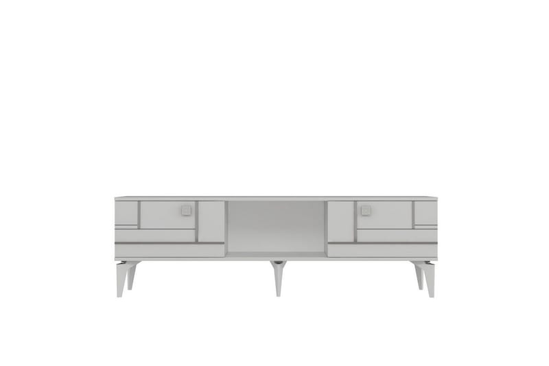 Varno Tv-bänk 150 cm, Vit/Silver