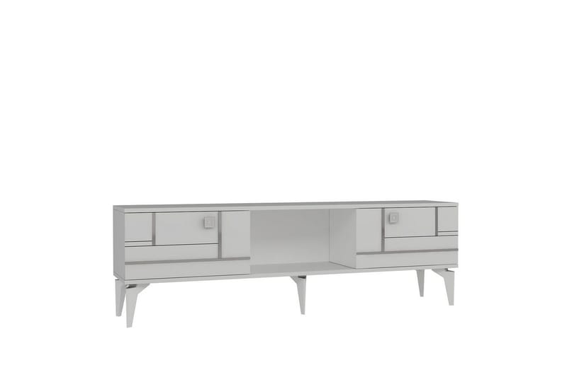 Varno Tv-bänk 150 cm - Vit/Silver - Möbler - Tv möbel & mediamöbel - TV bänk & mediabänk