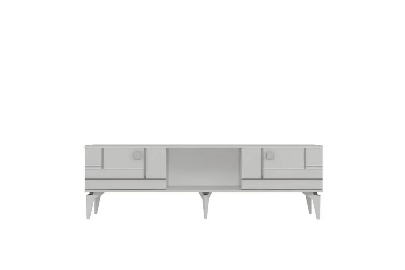Varno Tv-bänk 150 cm - Vit/Silver - Möbler - Tv möbel & mediamöbel - TV bänk & mediabänk