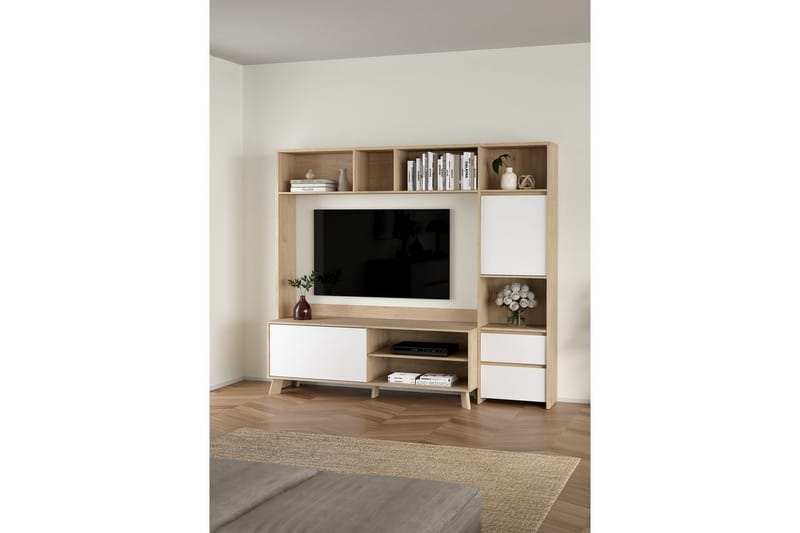 Varun Tv-skåp 209 cm - Vit/Natur - Möbler - Tv möbel & mediamöbel - TV skåp