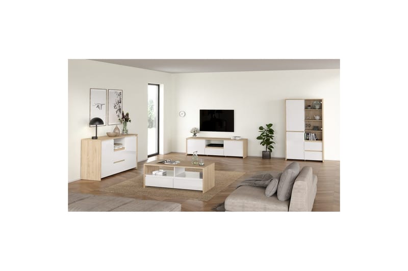 Varun Tv-skåp 209 cm - Vit/Natur - Möbler - Tv möbel & mediamöbel - TV skåp