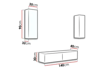 Vasil TV-möbelset 210x40x180 cm - Svart/Vit - Möbler - Tv möbel & mediamöbel - TV-möbelset