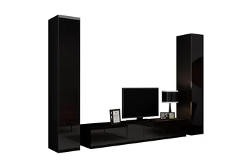 Vasil TV-möbelset 260x40x180 cm - Svart/Vit - Möbler - Tv möbel & mediamöbel - TV-möbelset