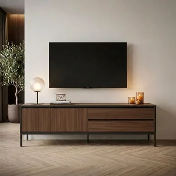 Velar TV-bänk 180x55x40 cm - Milano Walnut, Wood Black, Black - Möbler - Tv möbel & mediamöbel - TV bänk & mediabänk