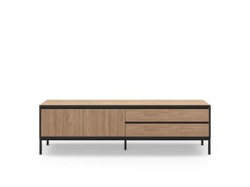 Velar TV-bänk 180x55x40 cm - naturfärgad ek, trä svart, svart - Möbler - Tv möbel & mediamöbel - TV bänk & mediabänk
