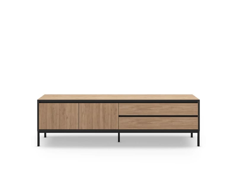 Velar TV-bänk 180x55x40 cm - naturfärgad ek, trä svart, svart - Möbler - Tv möbel & mediamöbel - TV bänk & mediabänk