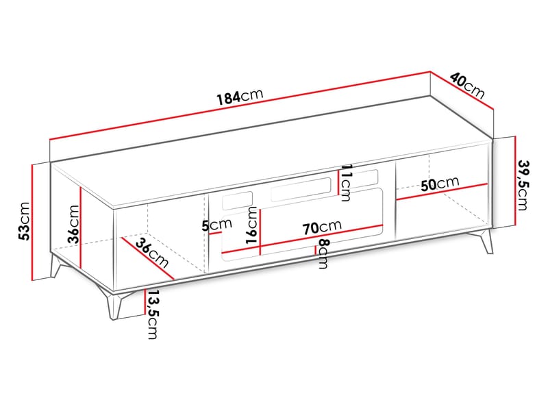 Vemdalen Tv-bänk 184 cm - brun - Möbler - Tv möbel & mediamöbel - TV bänk & mediabänk
