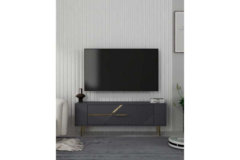 Veynor Tv-bänk 120 cm - Antracit/Guld - Möbler - Tv möbel & mediamöbel - TV bänk & mediabänk