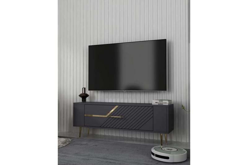 Veynor Tv-bänk 120 cm - Antracit/Guld - Möbler - Tv möbel & mediamöbel - TV bänk & mediabänk