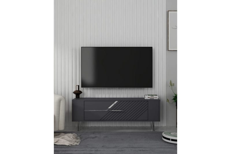 Veynor Tv-bänk 120 cm - Antracit/Silver - Möbler - Tv möbel & mediamöbel - TV bänk & mediabänk