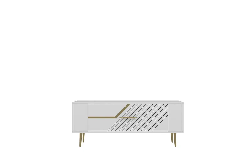 Veynor Tv-bänk 120 cm - Vit/Guld - Möbler - Tv möbel & mediamöbel - TV bänk & mediabänk